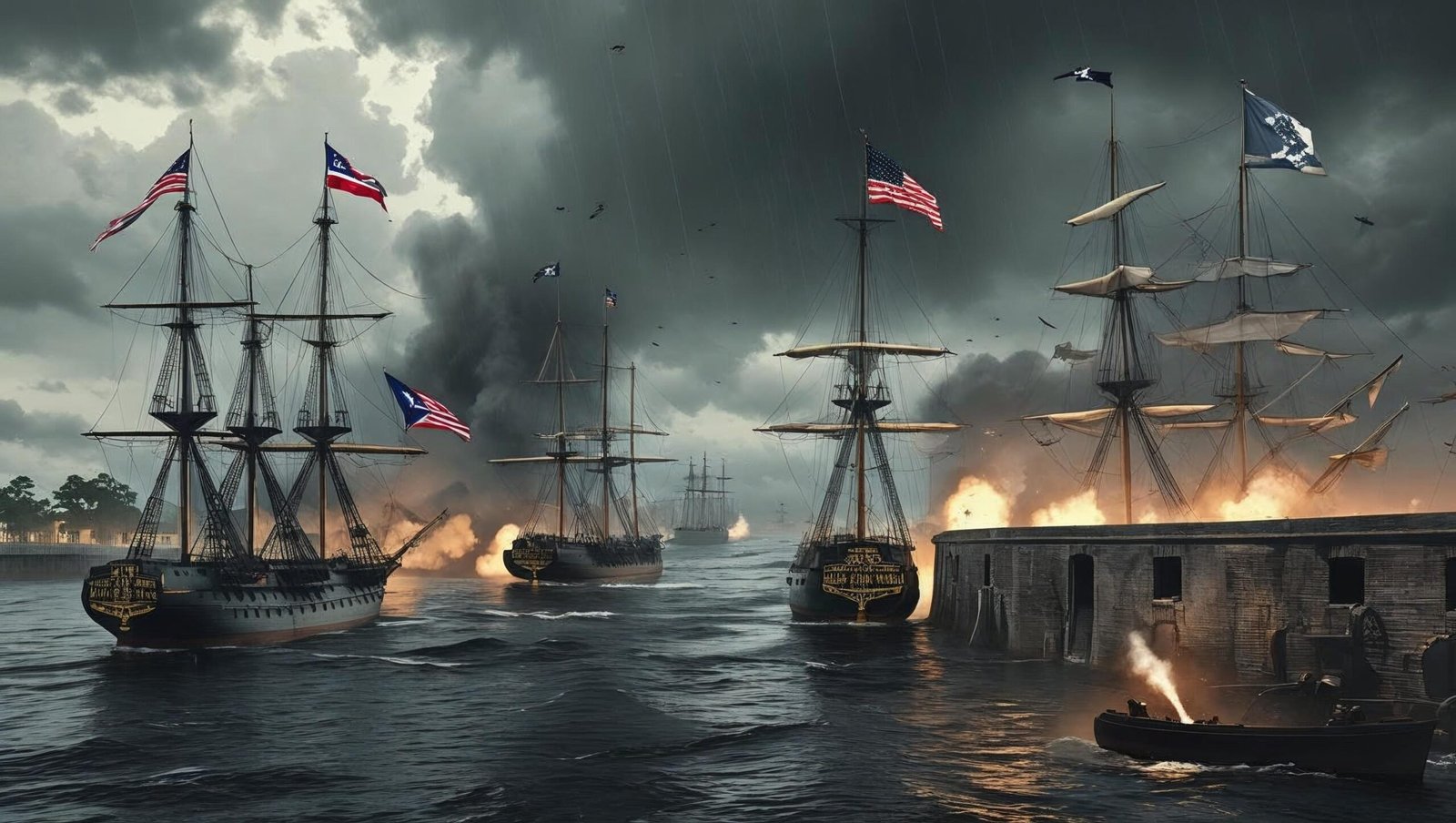 The Demon of Unrest by Erik Larson visual of Fort Sumter attack