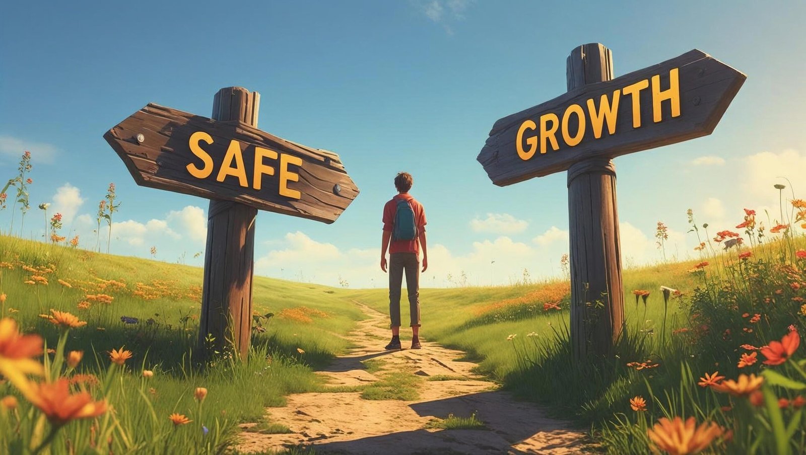 Feel the Fear and Do It Anyway by Susan Jeffers decision-making image showing the growth path