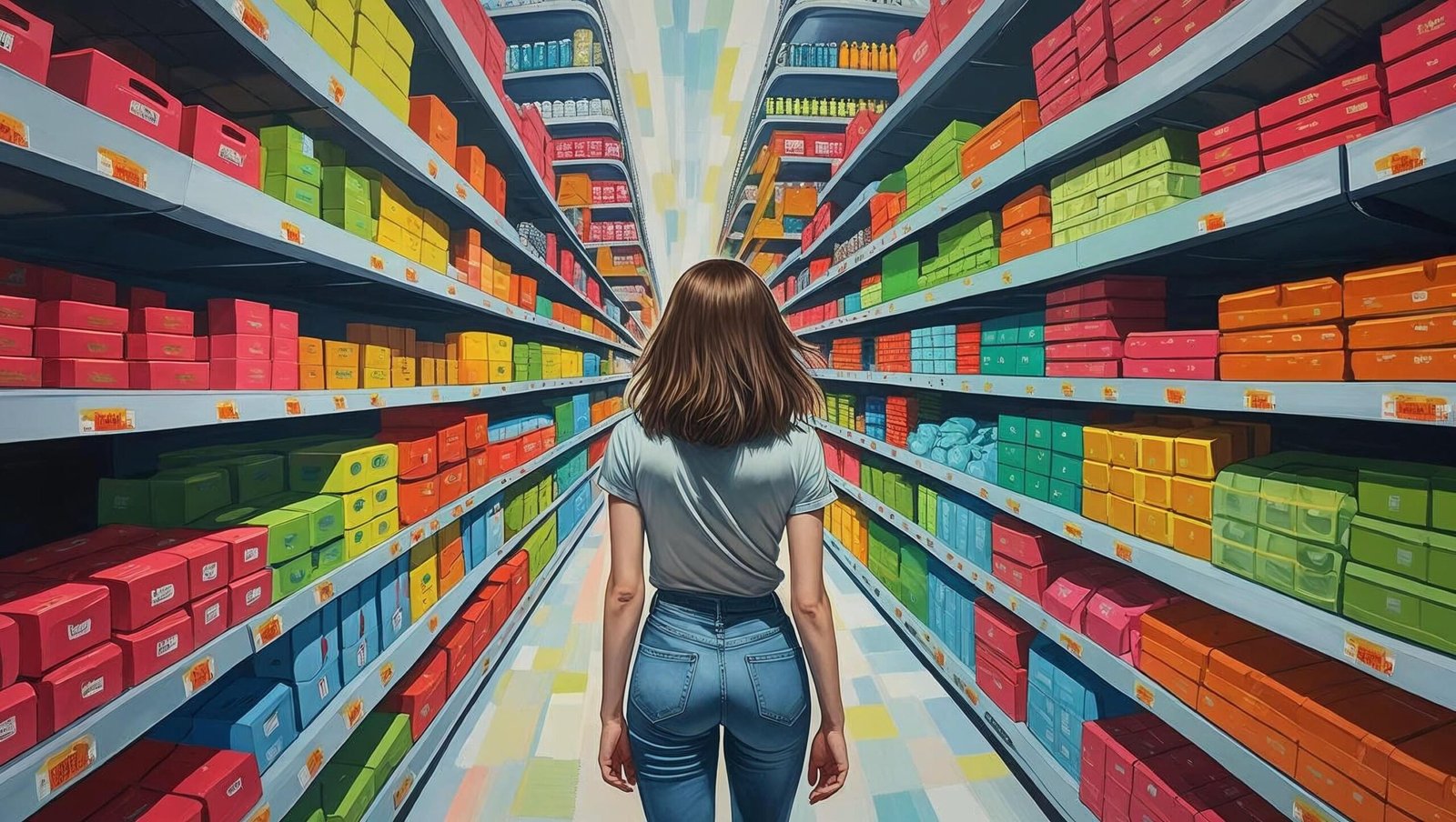Consumer trapped in options in The Paradox of Choice by Barry Schwartz