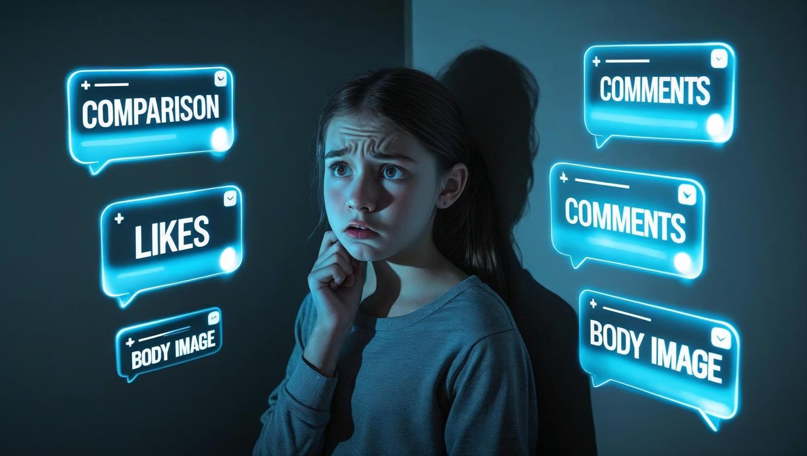 The Anxious Generation by Jonathan Haidt illustration of social media anxiety in teenage girls