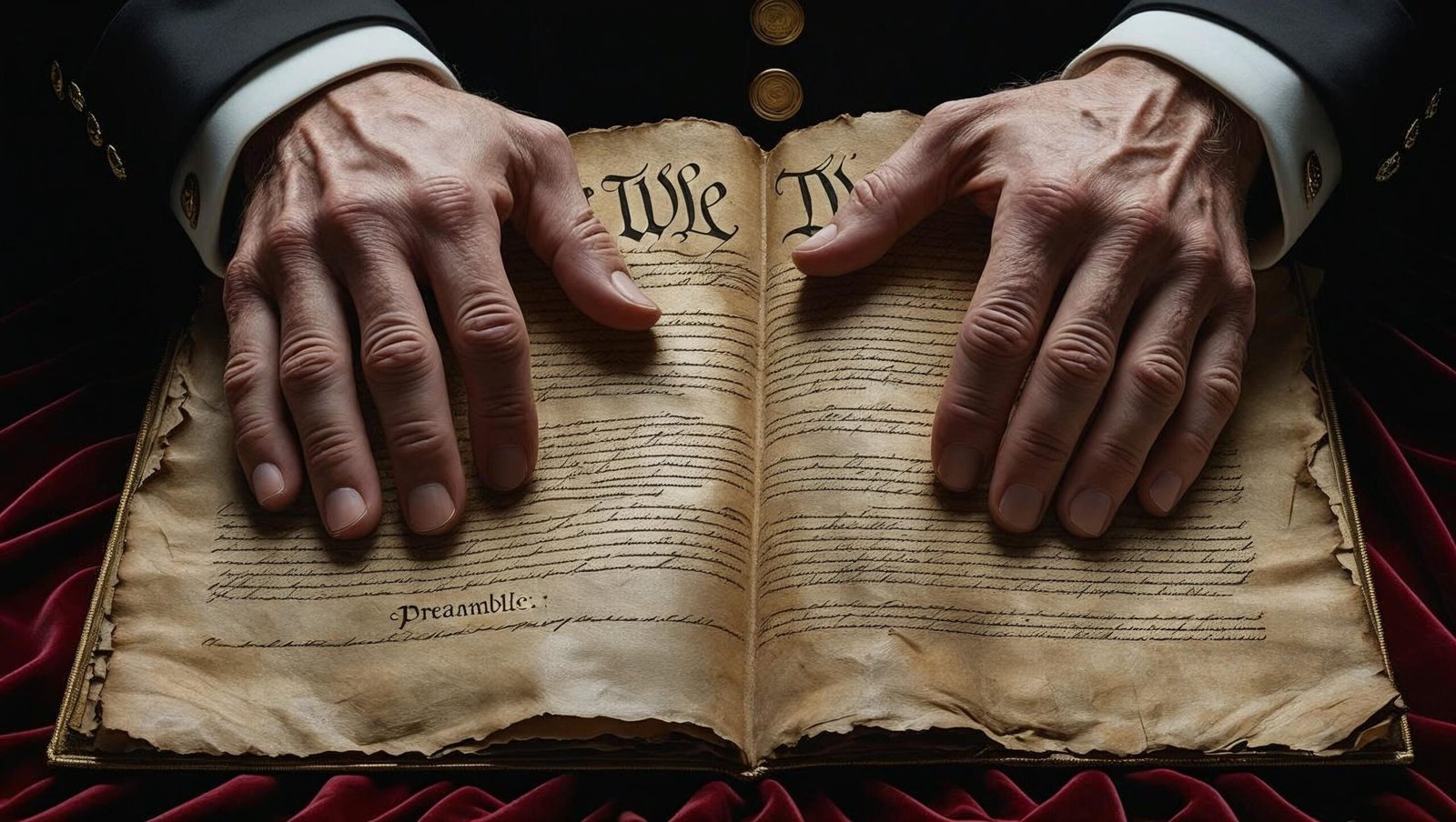 Oath and Honor hands holding the Constitution representing duty and truth