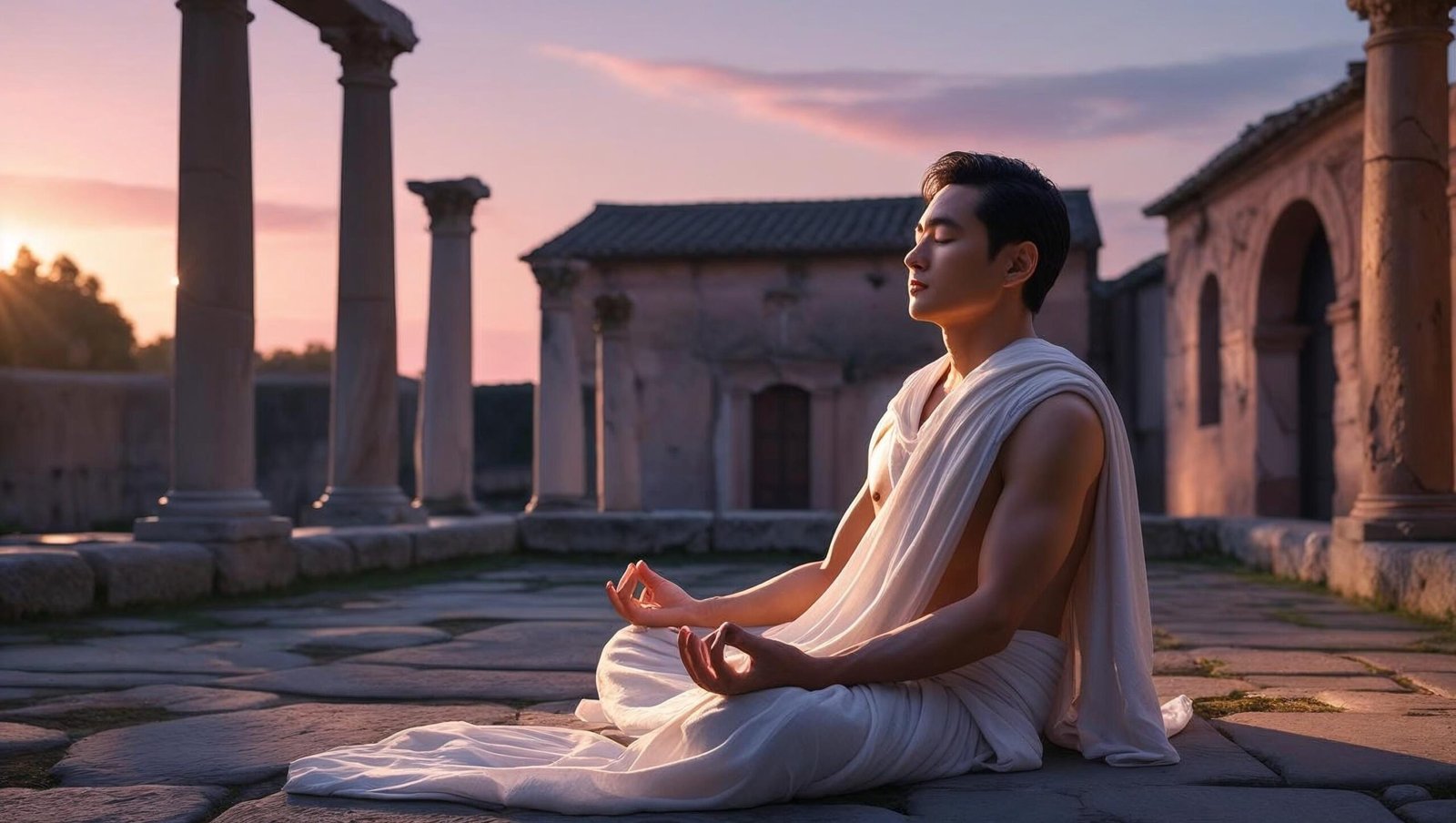 Meditative figure inspired by Letters from a Stoic by Seneca