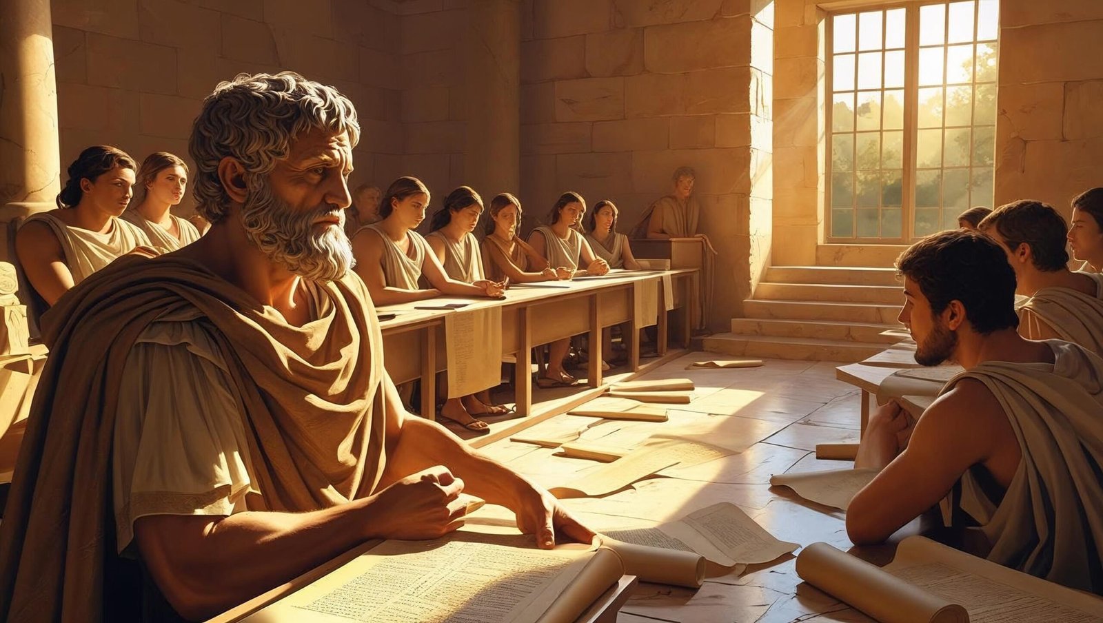 The Manual by Epictetus ancient Stoic teaching scene