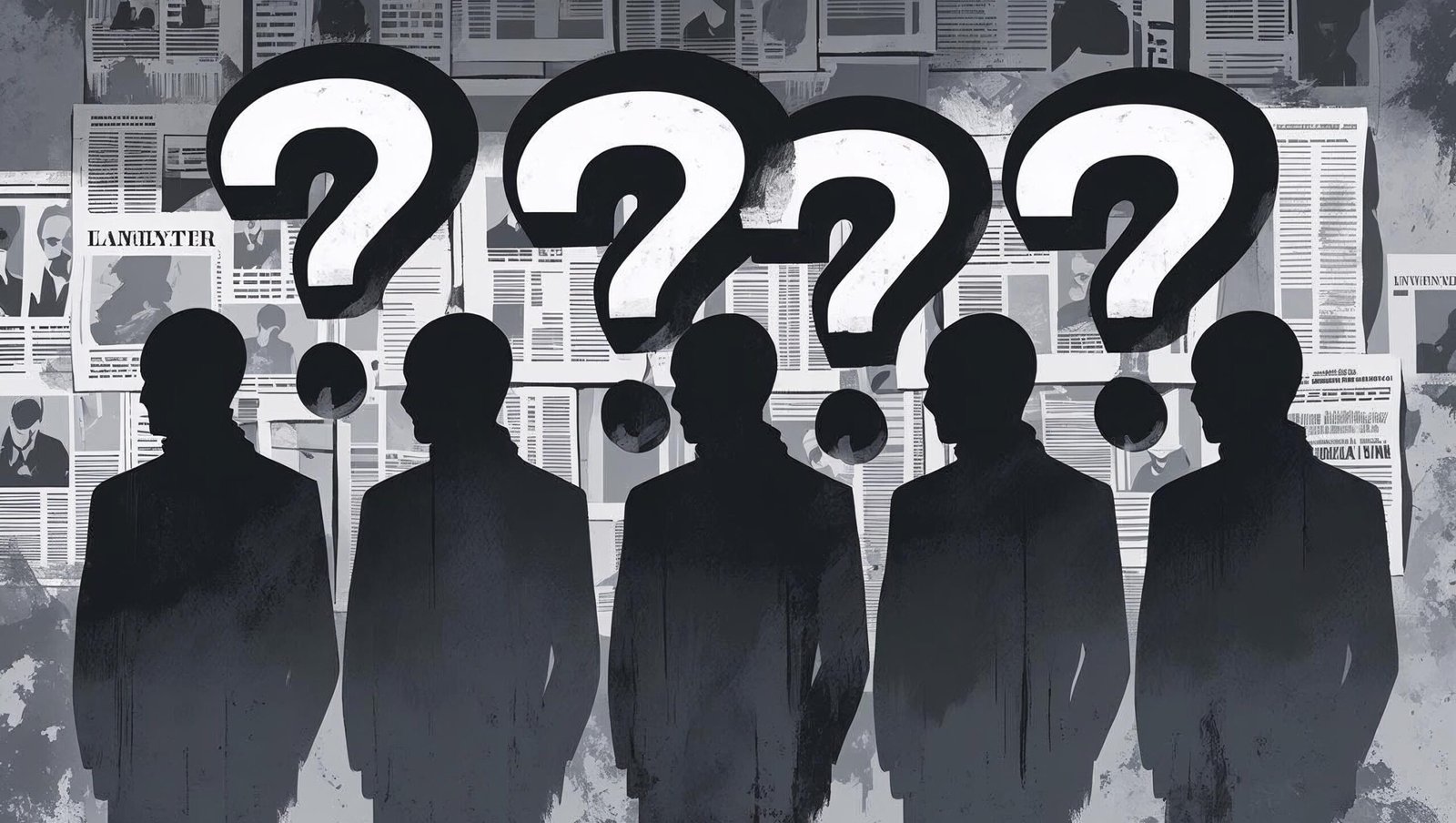 Talking to Strangers by Malcolm Gladwell image of anonymous silhouettes and media ambiguity