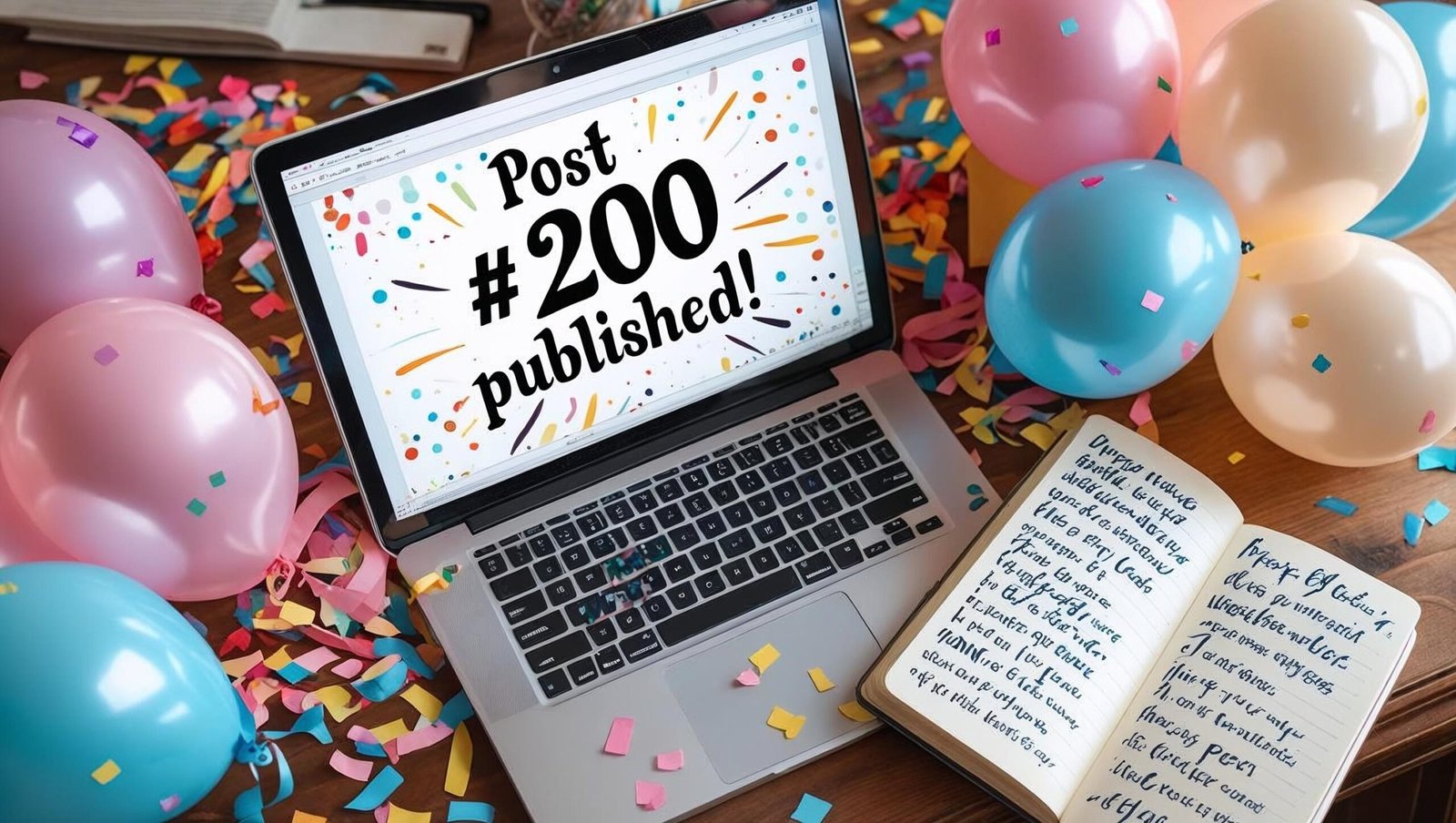 200th Blogpost Celebration festive publishing scene