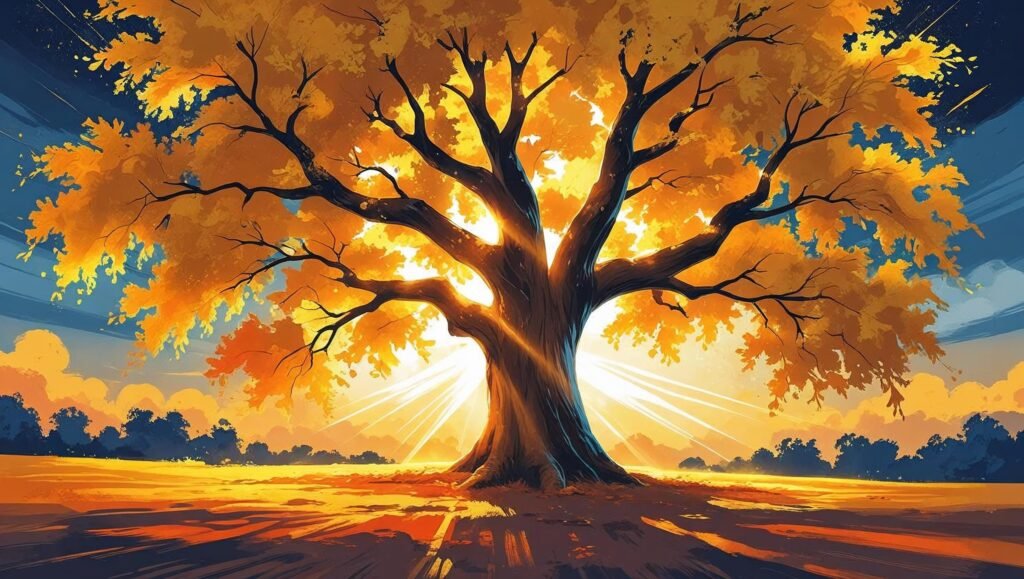 Abundance book review concept showing a glowing tree symbolizing growth and opportunity