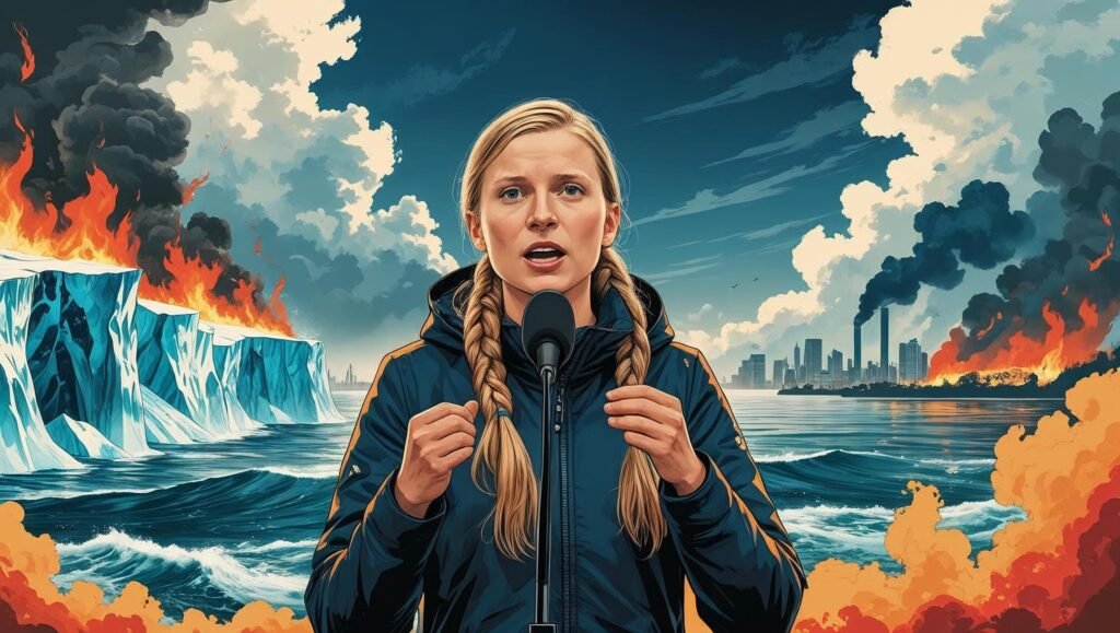 Greta Thunberg The Climate Book Review featured image showing Greta addressing climate crisis