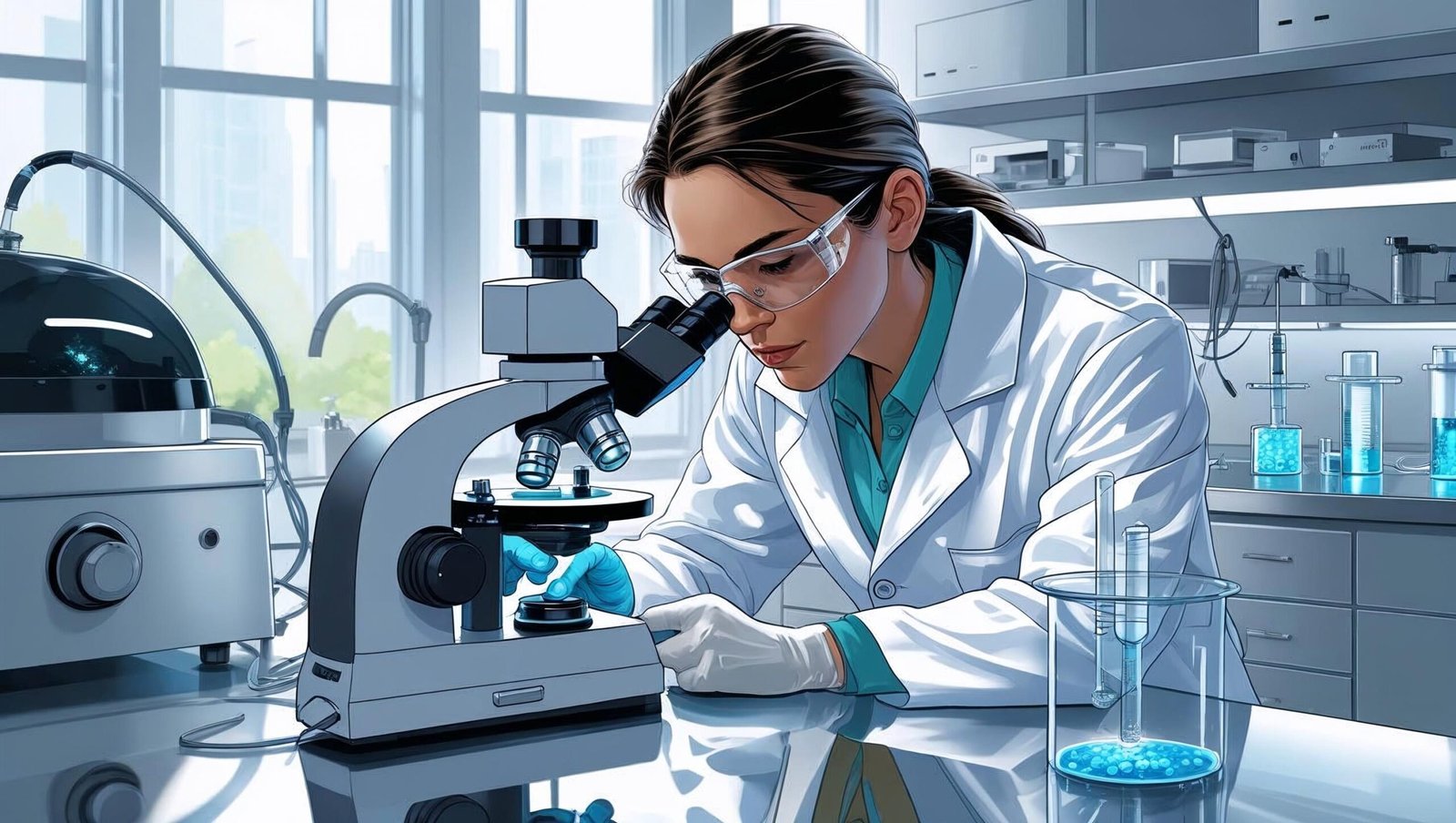 The Song of the Cell shows a scientist exploring cells under a microscope