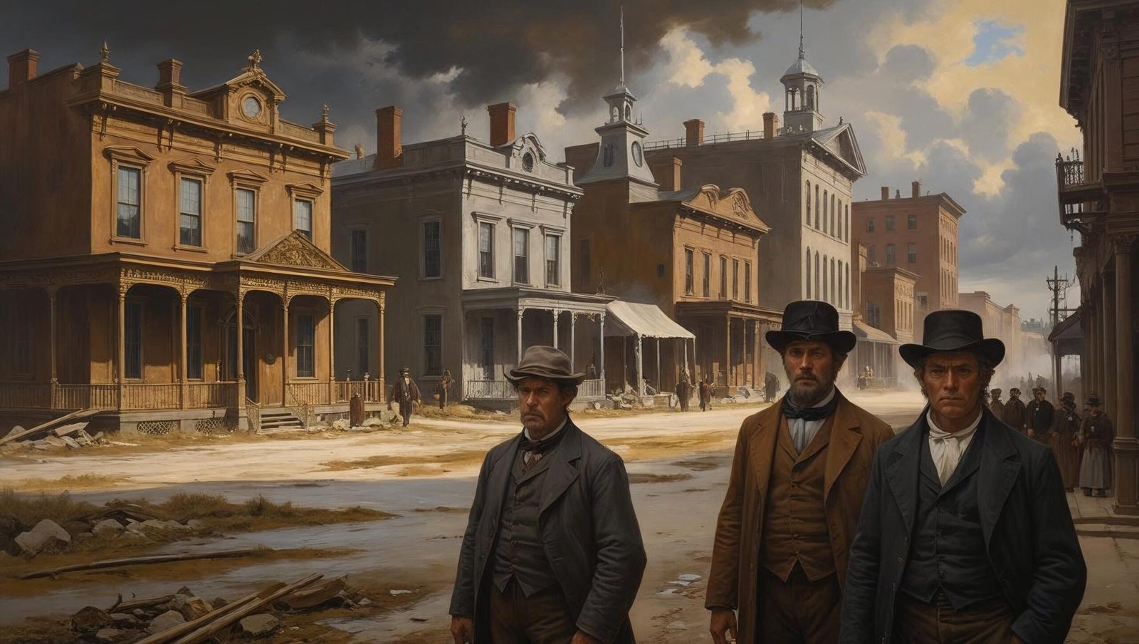 Master Slave Husband Wife 19th century historical town backdrop