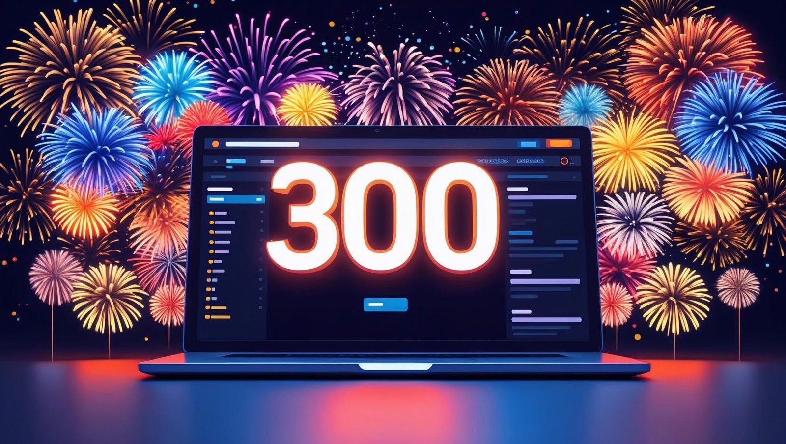 300th Blogpost Celebration fireworks over blog milestone