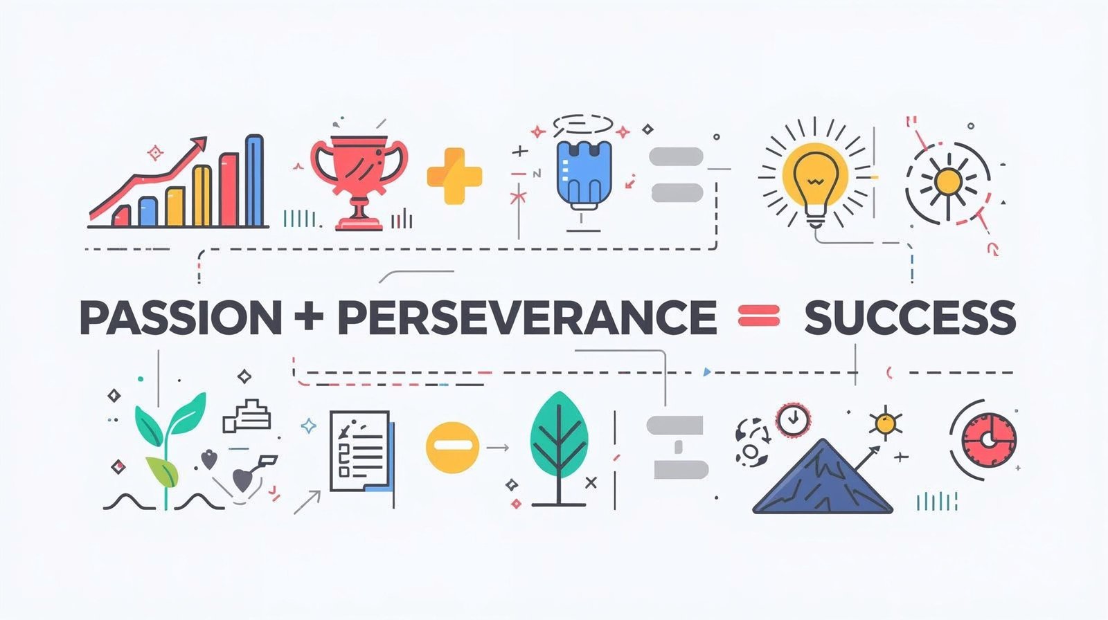 Grit Summary infographic showing passion and perseverance leading to success