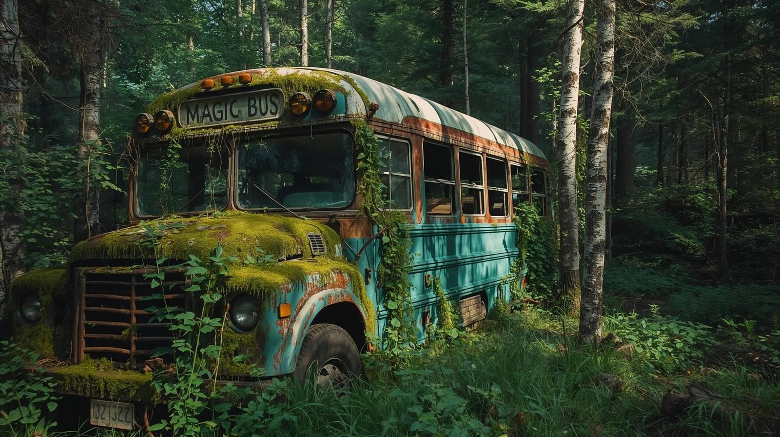 Into the Wild Book abandoned magic bus in Alaskan forest