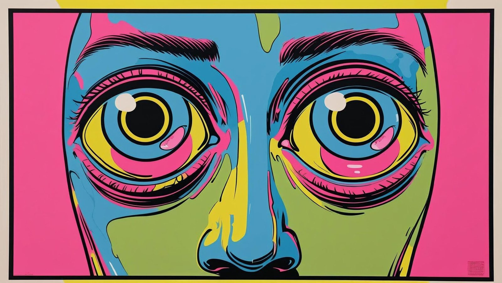 Big Dumb Eyes pop art poster with exaggerated googly eyes