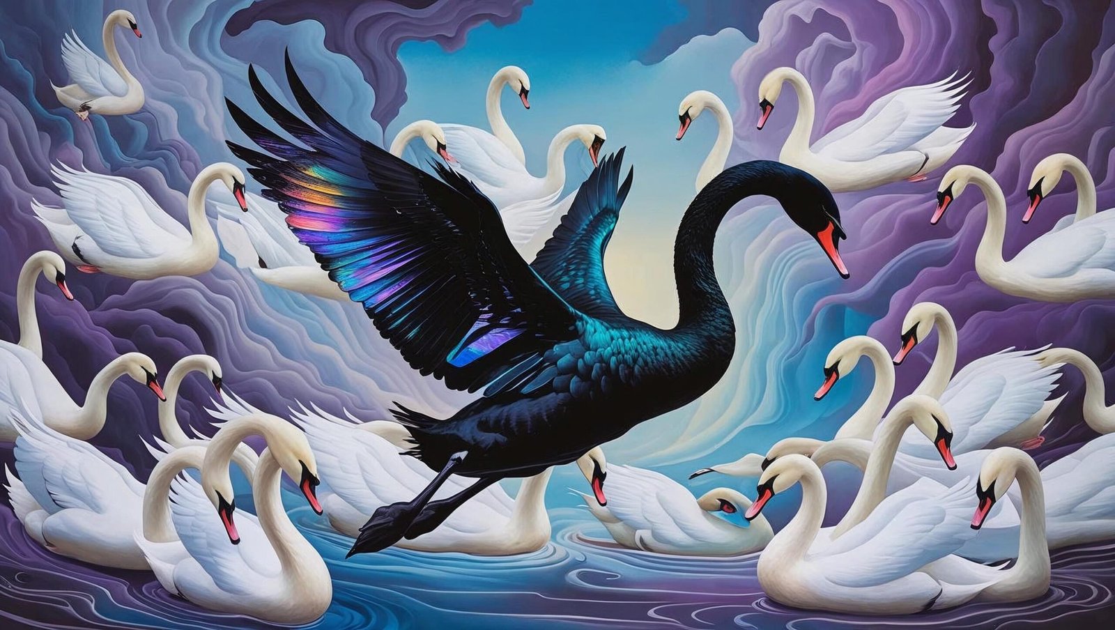 The Black Swan Summary showing disruption and transformation with symbolic black swan