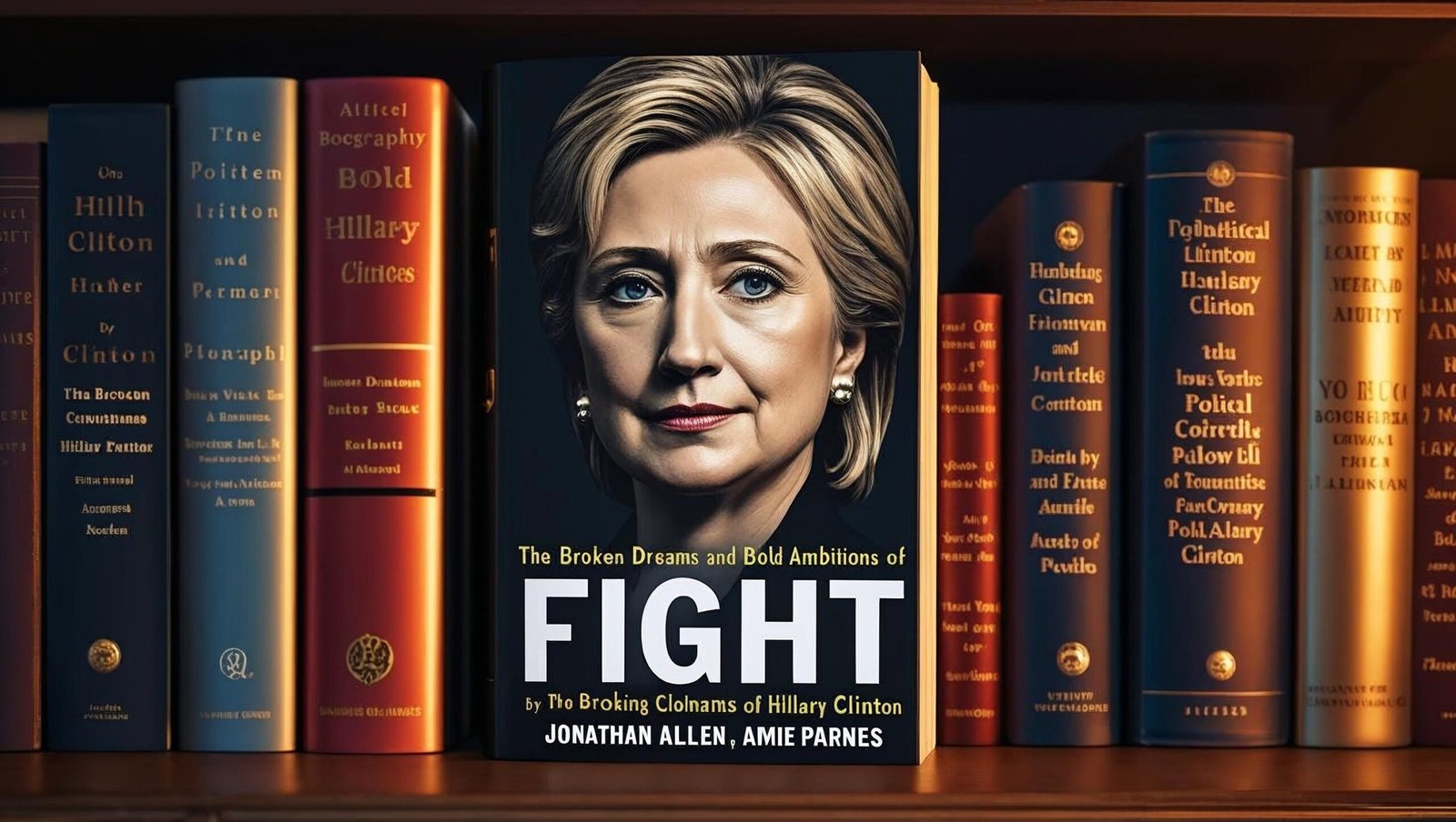 Fight by Jonathan Allen and Amie Parnes on bookshelf with other political books