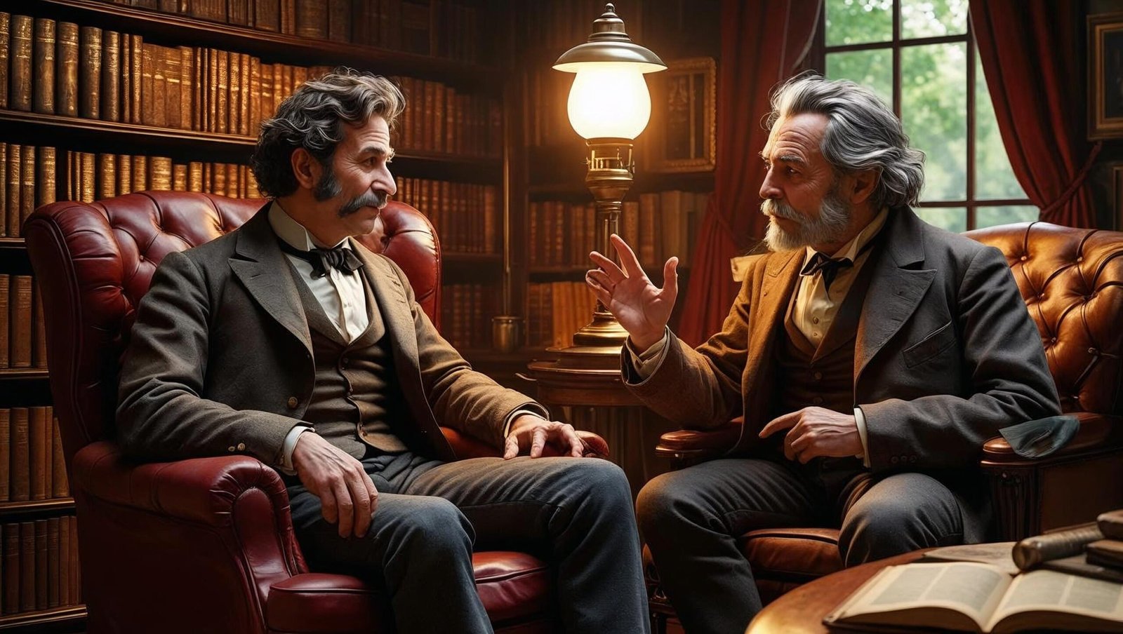 Mark Twain Ron Chernow book summary image of Twain with literary peers