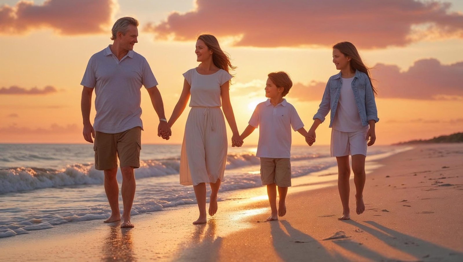 Is Life Worth Living family walking on beach at sunset