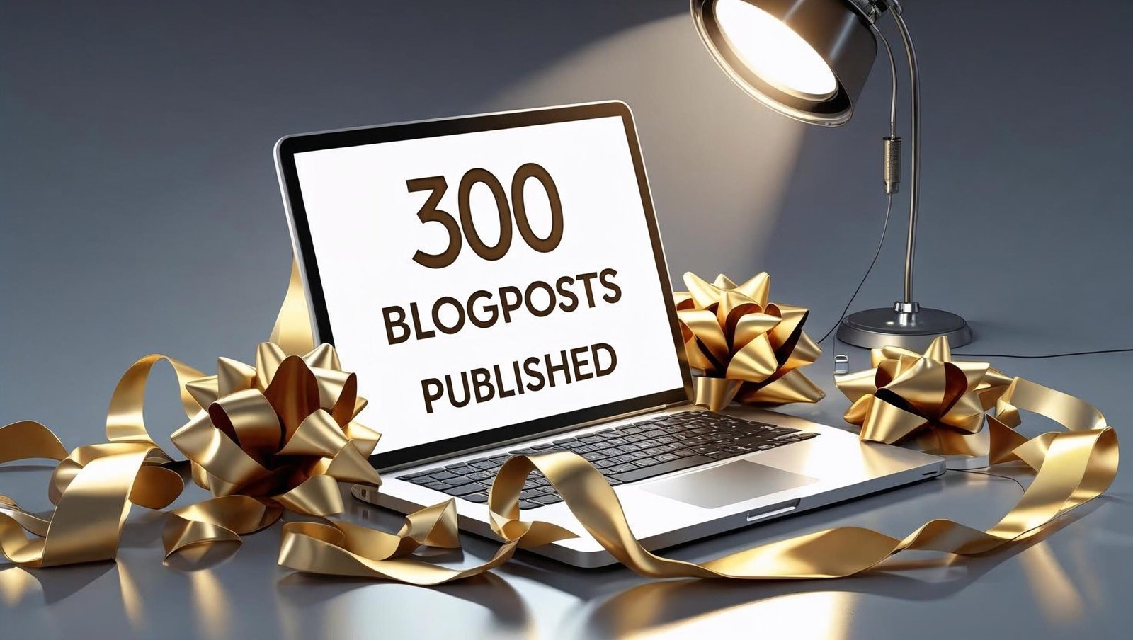 300th Blogpost Celebration 3D workspace success theme