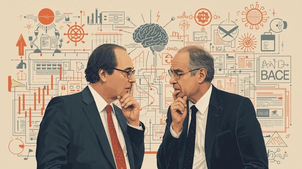 The Undoing Project Summary featured illustration of Kahneman and Tversky with psychology concepts