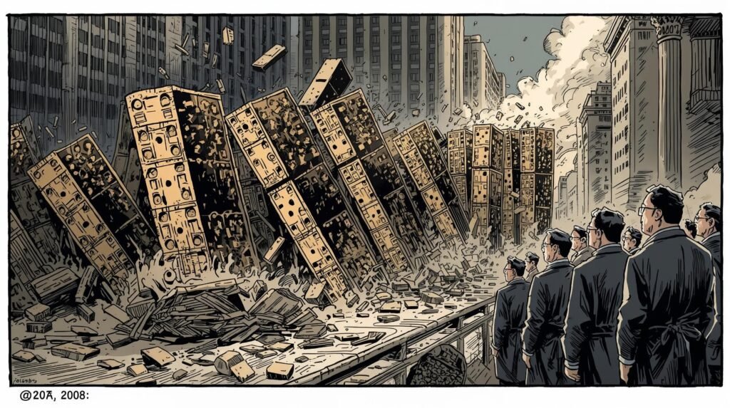 The Big Short Book Summary featured image showing Wall Street collapse during financial crisis