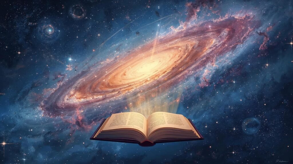 Astrophysics for People in a Hurry Summary cosmic universe illustration with galaxies and stars