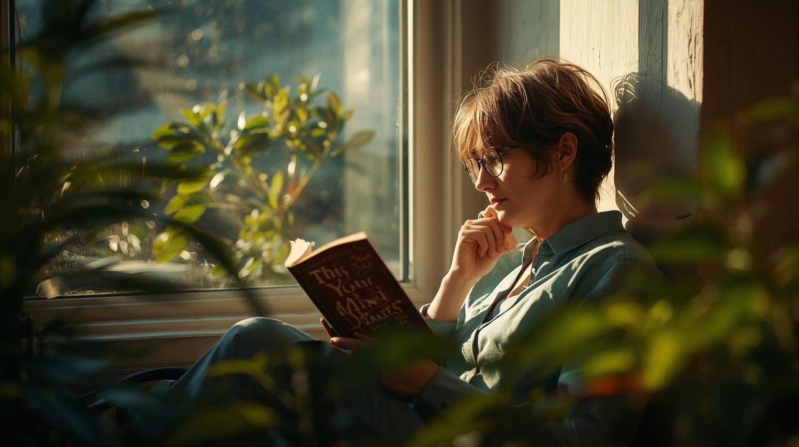 Reader holding This Is Your Mind on Plants book