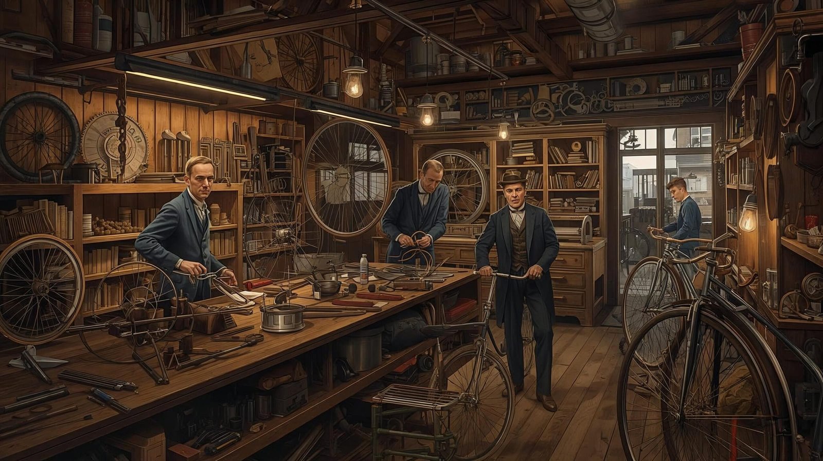 the wright brothers book Wright brothers in Dayton bicycle shop