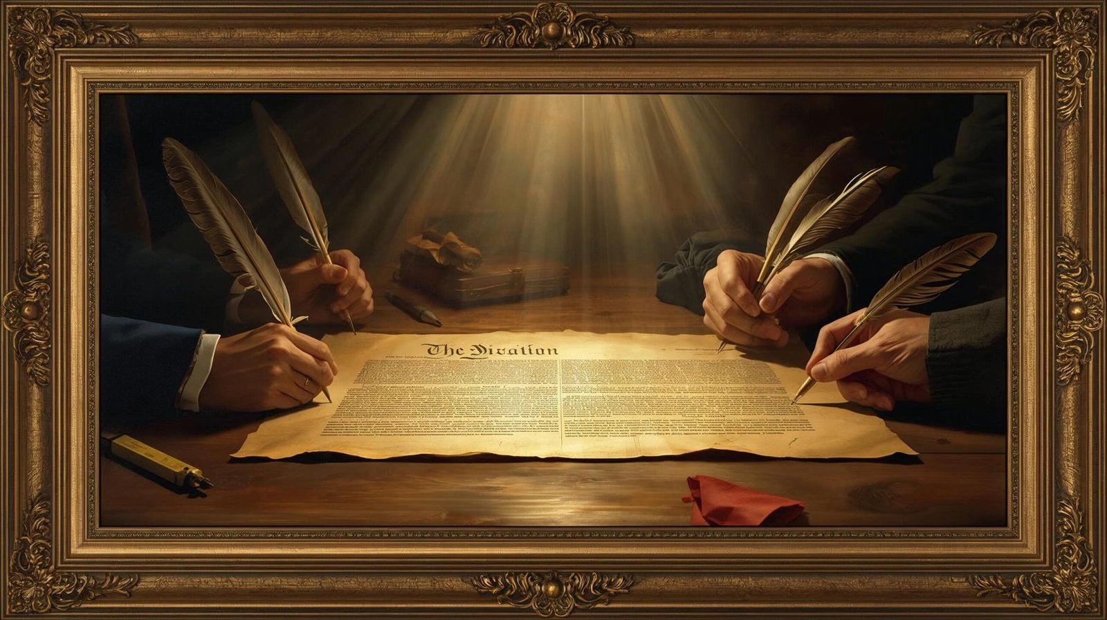 Signing of Declaration of Independence illustrated in 1776 by David McCullough