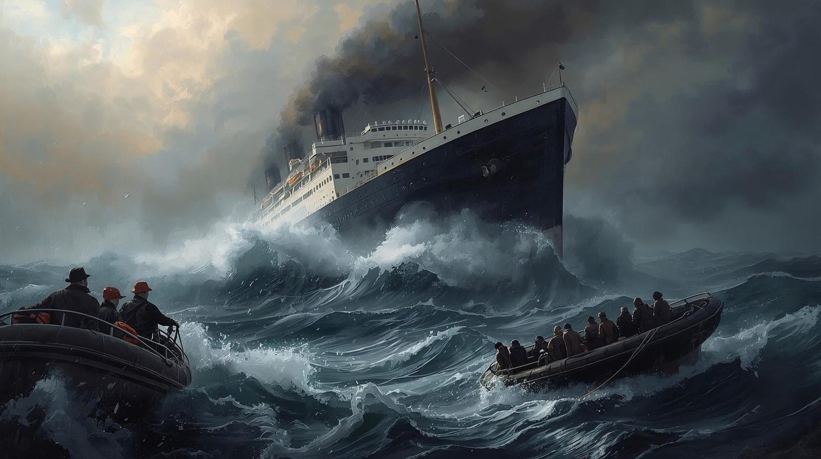 Dead Wake Lusitania sinking with passengers in lifeboats during tragedy