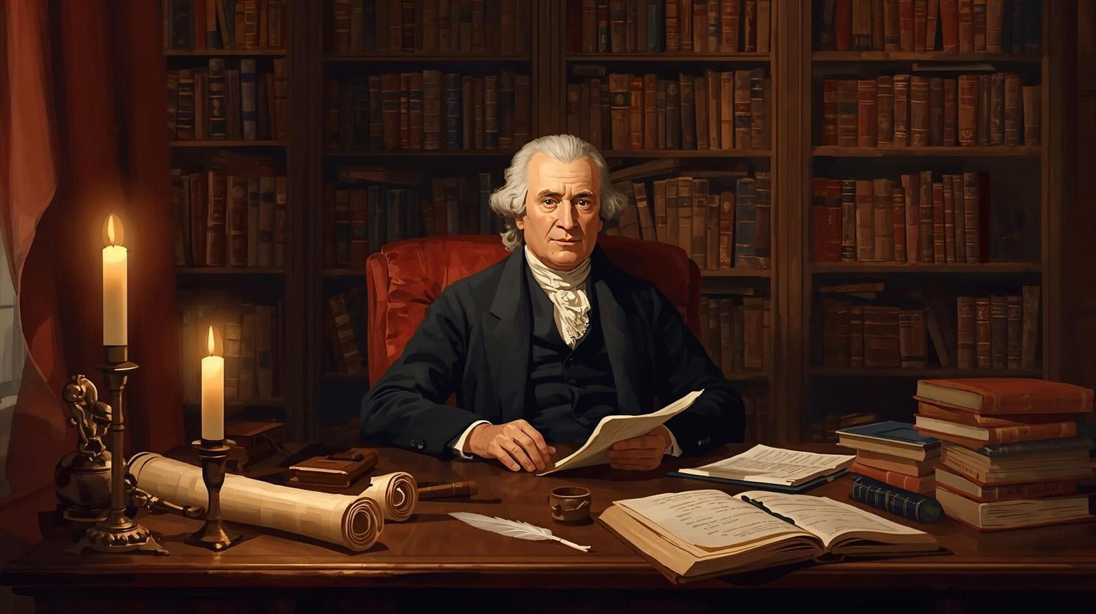 John Adams Book legacy illustration study room