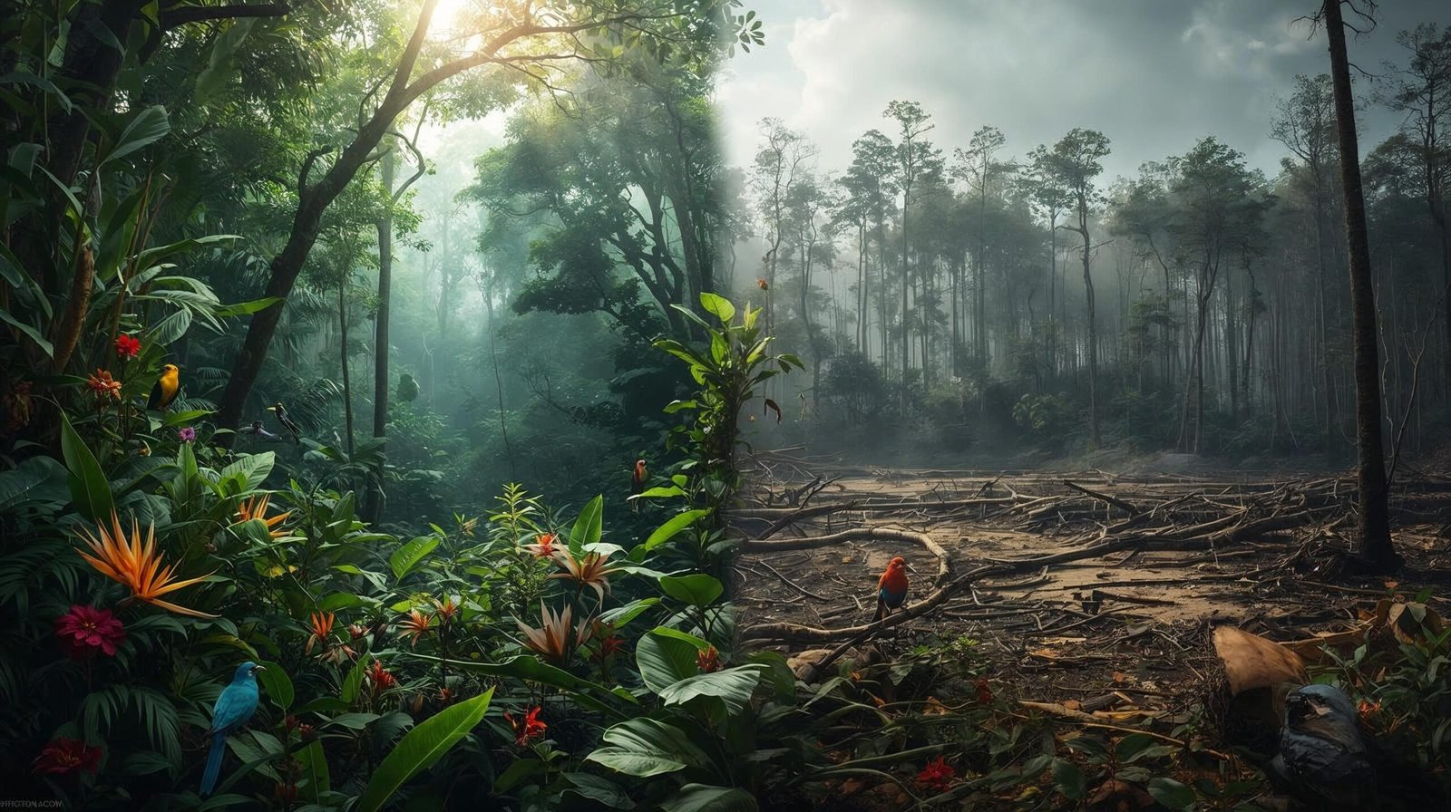 The Sixth Extinction Summary depicting biodiversity loss and deforestation