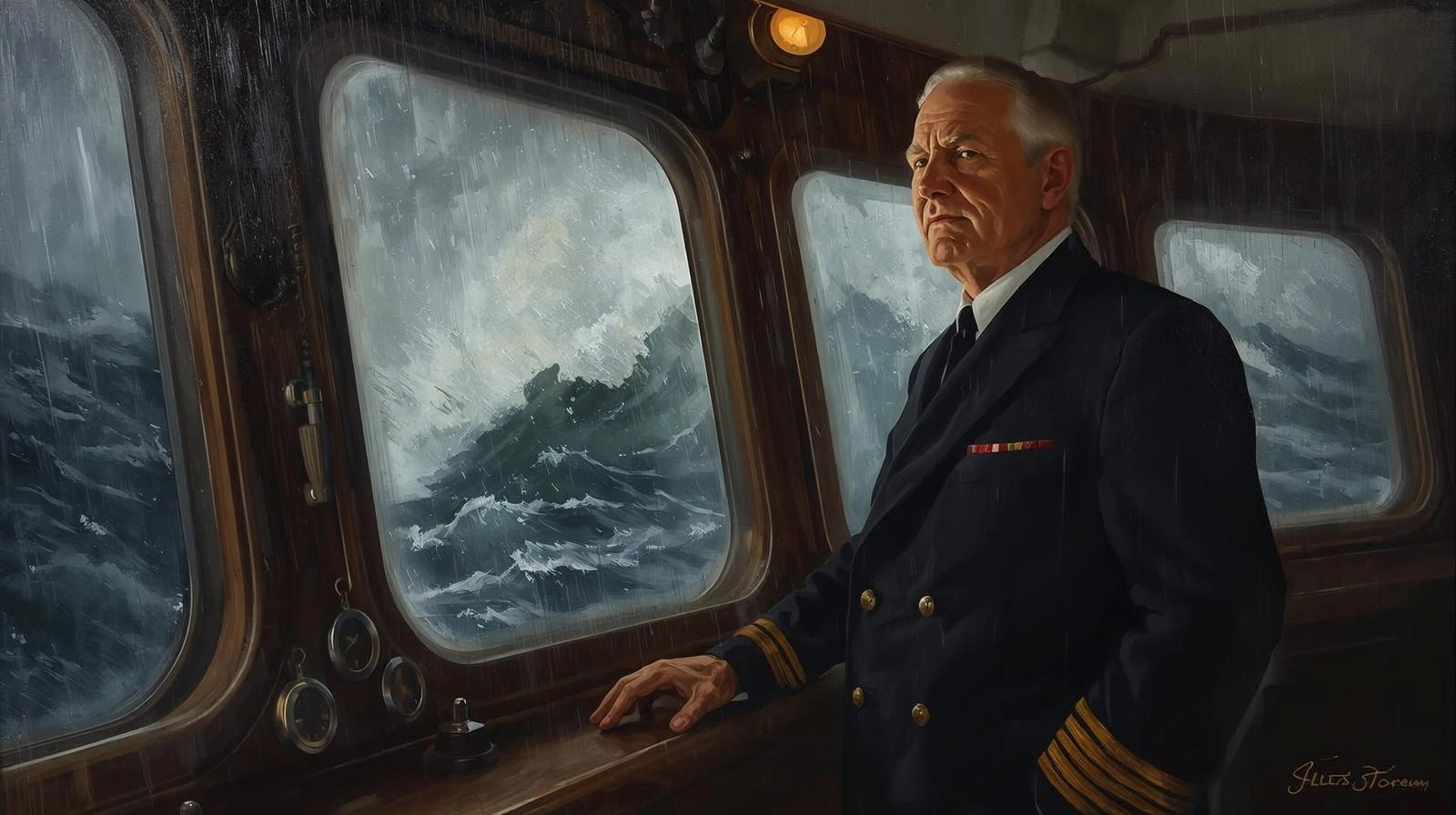 the gales of november captain Ernest McSorley on SS Edmund Fitzgerald bridge