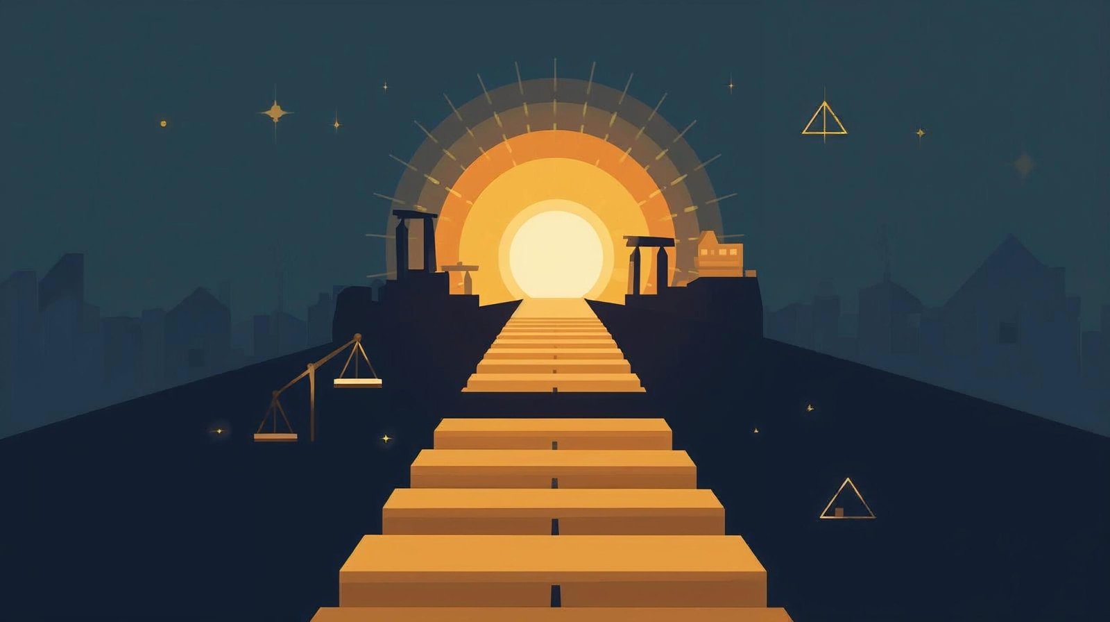 A Promised Land Summary vector pathway illustration symbolising progress