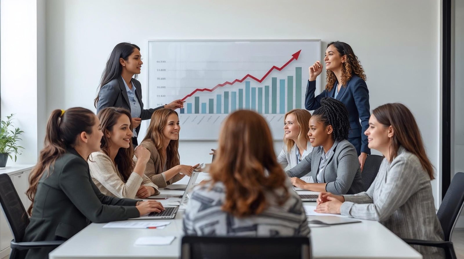 Lean In Book Summary showing women collaborative leadership scene