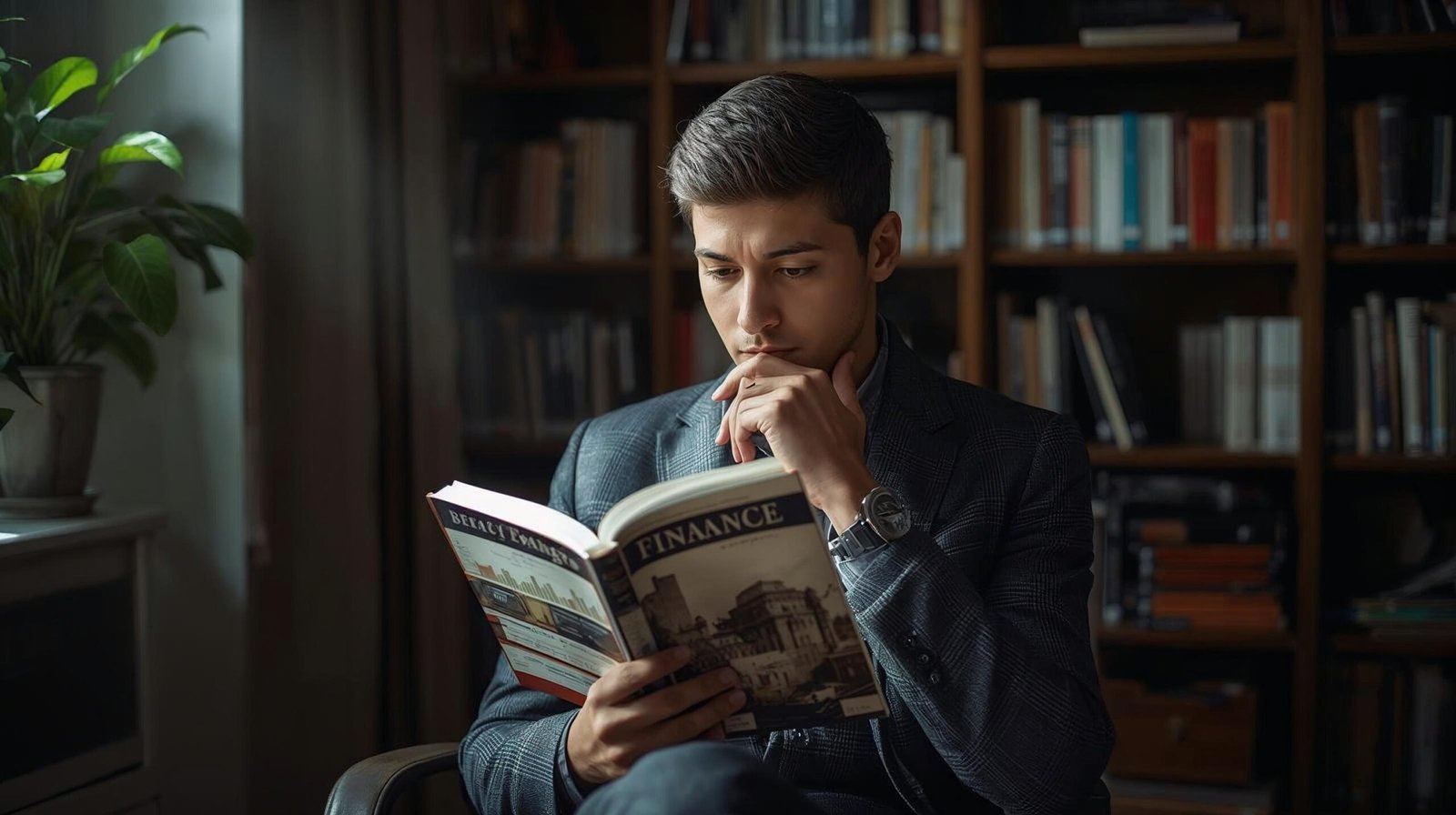The Only Investment Guide showing a reader studying a classic investment book in a peaceful setting