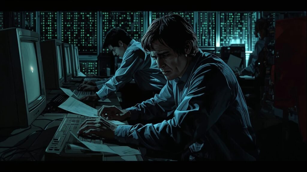 The Soul of a New Machine Summary showing exhausted engineers building a computer under intense pressure