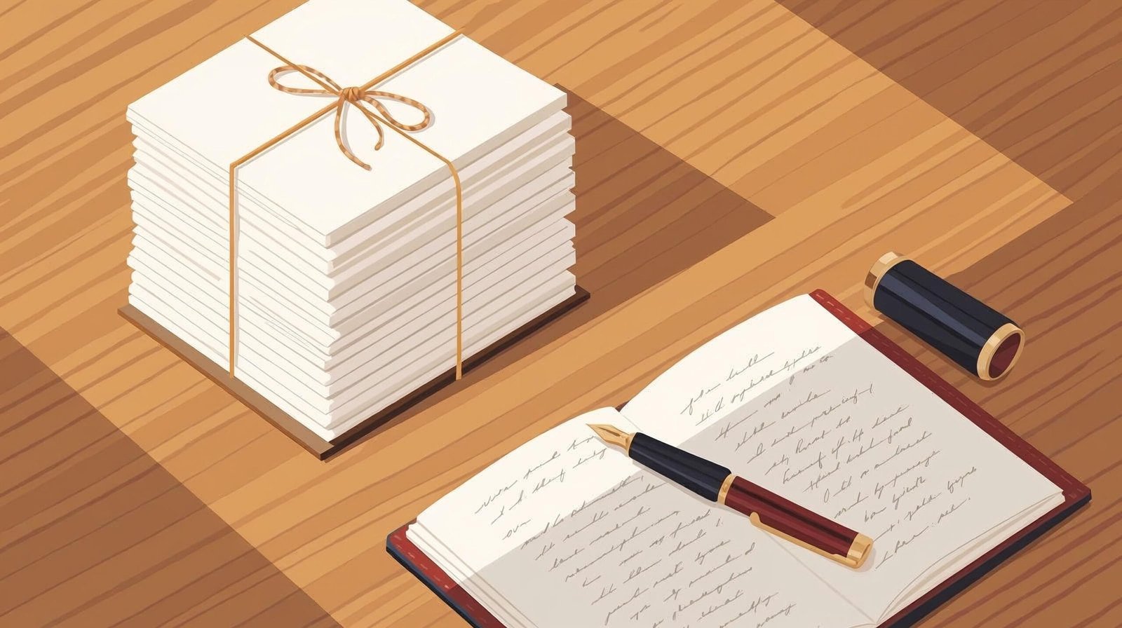 400th Blog Journey stack of blog posts with pen and journal on wooden desk