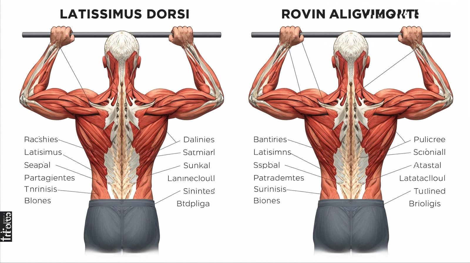 strength training anatomy book illustrating back muscle engagement and spine alignment