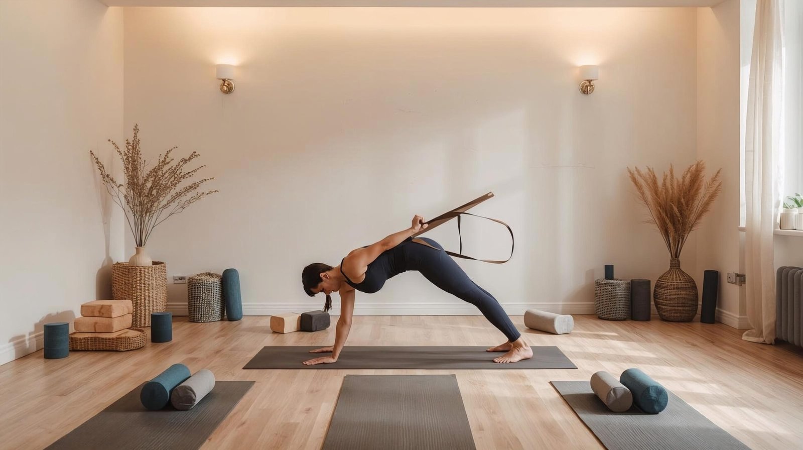 Light on Yoga Fitness therapeutic yoga using props for alignment